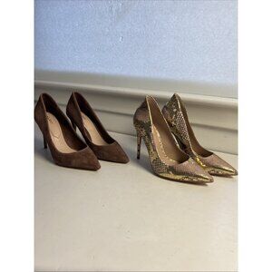 Aldo Set Of Two Pumps Gold Snake Skin And Brown High Heels‎ Size 5 Preppy